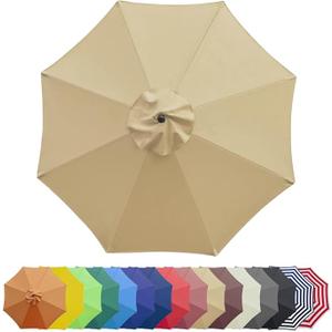 6.5 FT/9 FT/10 FT, 6/8 Rib Umbrella Canopy Replacement, Parasol Canopy Top, Strong and Thicck Outdoor Umbrella for Garden Courtyard Lawn or Sand (3 m/ 10 FT/ 8 Ribs)