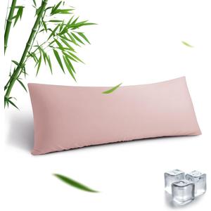 Body Pillowcase, Cooling Viscose from Bamboo Pillow Cover with Zipper Closure, Soft Moisture-Wicking for Hot Sleepers, Hair and Skin-Friendly, Pink, 1 Pack