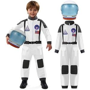 Spooktacular Creations Astronaut Costume with Helmet, Toddler Astronaut Outfit, BoysPilot Jumpsuit Unisex for Halloween Party