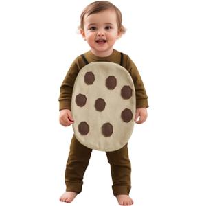 Toddler Cookie Halloween Outfits Long Sleeve Sweatshirt and Pants with Biscuit Set Baby Halloween Clothes (12-18 Months, Coffee)