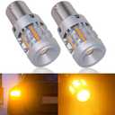 S25 P21W BA15S 1156 LED Bulbs Amber Built in Resistor Anti Hyper Flashing Turn Signal Light Extremely Bright Blinker, 2 Pack
