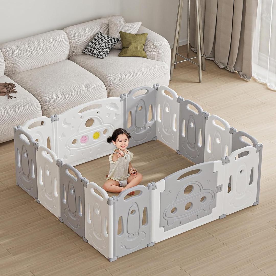 Foldable Baby playpen Baby Folding Play Pen Kids Activity Centre Safety Play Yard Home Indoor Outdoor New Pen Grey (Grey White) Foldable Baby playpen Baby Folding Play Pen Kids Activity Centre Safety Play Yard Home Indoor Outdoor New Pen Grey (Grey White)