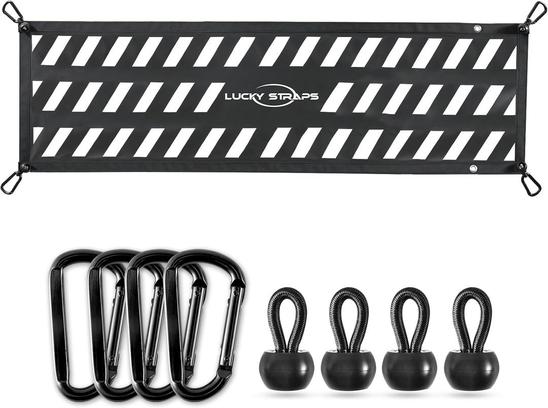 LUCKY STRAPS Tailgate Net for Pickup Truck Bed, 50'' x 15'' Heavy Duty Tailgate Cargo Netting for Small & Mid-Size Truck, Easy-to-use Tailgate Mesh for Chevy, Ford, Toyota, GMC, Dodge RAM, Jeep(Black)