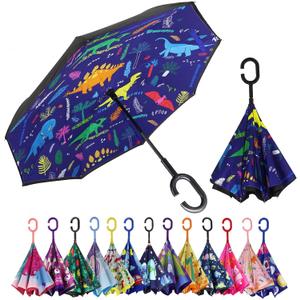 MRTLLOA 40/49/56 Inch Oversize Windproof Inverted Reverse Upside Down Umbrella, Golf Size Rain Umbrella, Double Layer, C-Shaped Handle for Men, Women and Kids