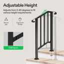 VIVOSUN Outdoor Handrail, 2 Step Stair Handrail, 26" x 36" Fits 1 to 2 Steps, Wrought Mattle Iron Stair Railing with Curved Ends and Balusters for Concrete Steps, Porch Steps, One-step Assembly, Black