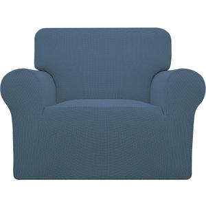 Easy-Going Stretch Oversized Chair Sofa Slipcover 1-Piece Couch Sofa Cover Furniture Protector Soft with Elastic Bottom for Kids Spandex Jacquard Fabric Small Checks Bluestone