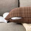 Kevin Textile Outdoor Waterproof Throw Pillow Covers 12x24 Inch Pack of 2 Woven Faux Linen Farmhouse Decorative Water Resistant Lumbar Cushion Covers for Tent Patio Garden Couch Sofa Brown