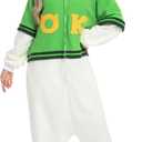 NAITOKE Animal Onesie Adults Halloween Costumes Cosplay Pajamas (X-Small, Green White)