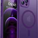 CANSHN Magnetic Compatible with iPhone 12 Pro Case, Upgraded [Full Camera Protection] [Compatible with Magsafe] [Translucent Matte] Shockproof Protective Phone Cover 6.1 Inch - Deep Purple