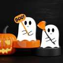 2PCS Halloween Wooden Tabletop Signs Spooky Ghost Centerpieces for Festive Table Decor Charming Halloween Kitchen Ornament for Party Decorations(bj02)