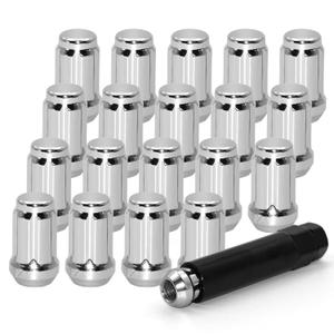 20 PCS M12x1.5 Chrome Lug Nuts, 1.35" Tall Hex Trailer Lug Nuts, 60 Degree Conical Cone Seat with Socket Key, Wheel Lugnuts Compatible with Ford Fusion 2006-2019, Ford Focus 2000-2019