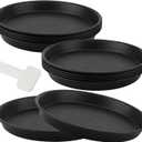 SOUJAP 12 Pcs 10 Inch Black Plant Saucer, Plastic Flower Plant Pot Trays with White Plant Labels, Round Plant Drip Tray for Indoor, Outdoor