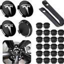 4 Pack Car Wheel Center Hub Cap Kit with 22 Lug Nut Covers, 2.2 in (56mm) Wheel Rim Covers Center Hubcaps with Emblem for Model 3 / Model Y, Black & Silver Exterior Decoration for Tesla