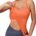 MathCat Workout Tank Tops for Women with Built in Bra, Sleeveless Gym Tops Seamless Racerback Athletic Yoga Shirts (Orange, M)