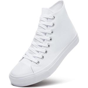 Mens Classic High Top Sneakers, Lace up High Top Canvas Shoes, Casual Shoes for Men(Full White.US10)