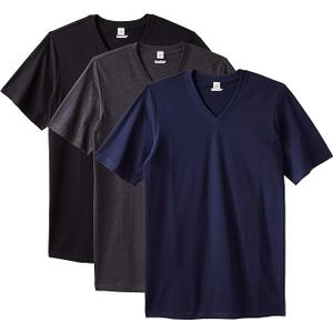 KingSize Men's Big & Tall Cotton V-Neck Undershirt 3-Pack - Tall - 3XL, Assorted Basic
