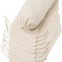 DR 100% Cotton Muslin Drawstring Bags (7x9 Inch - 12-Pack) Unbleached Natural Fabric Favor Pouches with Double String Closure for Gifts Party Wedding Pantry Storage Herbs