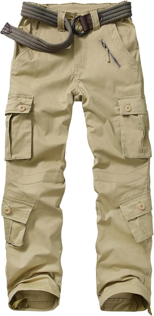 Alfiudad Womens Cargo Pants with Pockets, Women's Casual Military Army Hiking Combat Tactical Work Pants Trousers (18, Khaki)