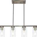 TODOLUZ Modern Kitchen Island Light with Clear Glass Shades, 4-Lights Hanging Lighting Fixtures in Brushed Nickel for Dining Room