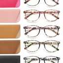 JOLISU 5 Pack Reading Glasses For Women,Blue Light Blocking Computer Reader Spring Hinge Eyeglasses (1.75)