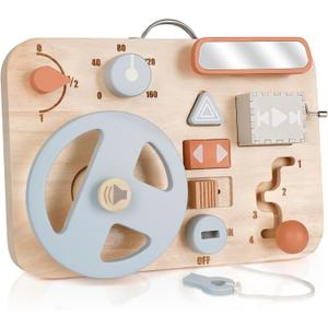 Vanplay Montessori Busy Board for Toddlers - Wooden Montessori Toys, Aesthetic Sensory Activity for Fine Motor Skills, Travel Busy Board Educational Sensory Toys for Boys and Girls