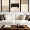 KUVIOKE Abstract Framed Wall Art Beige Gray 24x36in Black Framed, 24 x 36in x 3 Panels Black