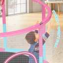 BLUERISE 55IN 6FT Toddler Trampoline for Kids Indoor Outdoor Play for Kids Trampoline Basketball Hoop Attachment with Enclosure Net Easy to Assemble