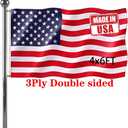 Jayus American US Flag 4x6 FT Outdoor Double Sided - Vivid Color 220D Heavy Duty United States Flag Banner with 2 Grommets