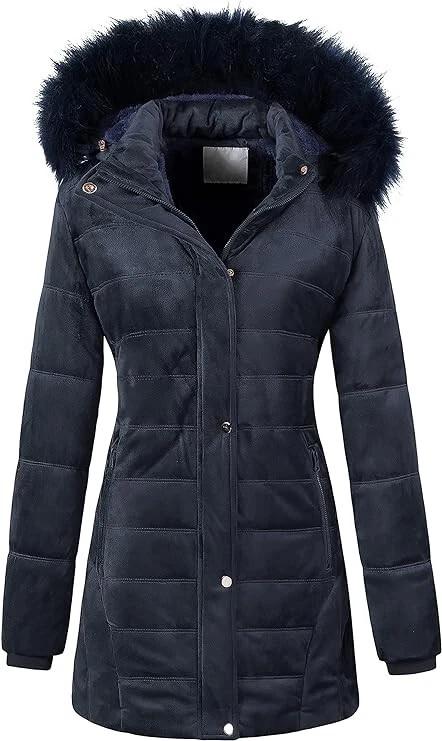 Chrisuno Girls Velvet Puffer Jacket Navy, Size 6-7 US
