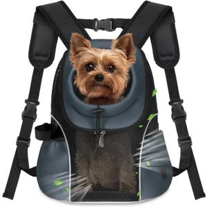 WOYYHO Pet Dog Carrier Backpack Small Dog Front Backpack Ventilated Mesh Dog Travel Back Pack with Safety Belt for Travel Hiking Cycling Outdoor Adventures (Size S: 2-4.5 lbs, Dark Gray)