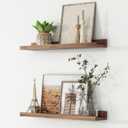 FLYJOE Picture Ledge Shelf, Floating Shelves Set of 2, 24 Inches Nursery Book Shelves for Toys Storage, Kids Bookshelf Wall Mounted for Living Room Bedroom Decor Books Photo Frames, Walnut