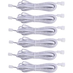 AIBOO Extension Cables 9.84FT LED Under Cabinet Puck Lighting, 2-Pin Male and Female Cable Connector Extension Cords for Led Puck Lights with White Cords (6 Pack) 2-PIN ONLY