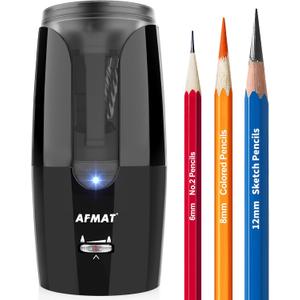 AFMAT Rechargeable Long Point Pencil Sharpener for Artist, Fast Sharpen & Auto Stop, 8-17mm Long Point, Electric Artist Pencil Sharpener for 6-12mm Charcoal/Drawing/Sketching/Colored Pencils PS29 (Black)