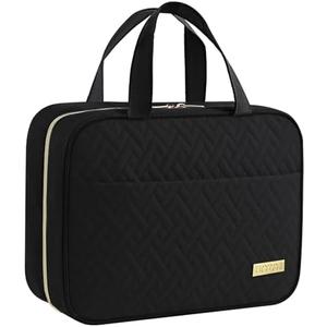 HOTOR Travel Toiletry Bag w/Hanging Hook - Spacious Toiletry Bag Essentials for Women & Men, Makeup Bag/Big Comparment, Waterproof for Travel Accessories, Large, Black