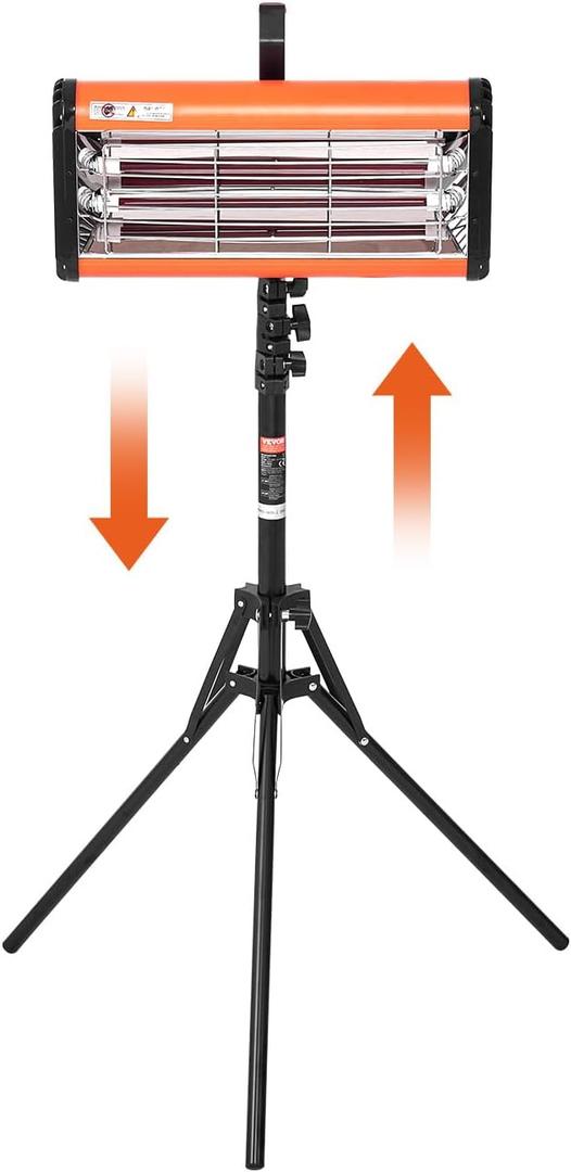 VEVOR Infrared Curing Lamp, Handheld/Stand Dual Use, 2000W 0-90 min Timing, Auto Heating Car Curing Light with Bracket, 3.55 sq.ft Spray Baking Booth Heaters, Paint Dryer for On-Site Repair