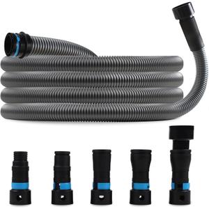 Upgraded 1 1/4 Inch x 17 Ft. Dust Collection Hose for Home and Workshop Vacuums with 5 Fittings/Adapters for Multiple Brands of Power Tools and Sanders
