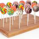 Wooden Cake Pop Stand for Drying, 24 Holes Cake Pop Display Stand with Sticks and Treat Bags, Wood Lollipop Holder for Party Anniversaries Holiday (Walnut, Only Stand)