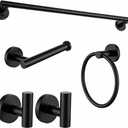 Matte Black 5 Piece Bathroom Hardware Set,SUS304 Stainless Steel Lightweight 24 Inch Bath Towel Bar Set
