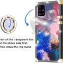 Galaxy A51 4G Case - Rectangle Retro Floral Pattern, Metal Ring Stand & Holder, Space Color