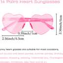 2 x 14 Pairs Pink Heart Sunglasses, Heart Shaped Sunglasses for Women, Candy Color Frameless Love Glasses, Funny Transparent Rimless Glasses for Party
