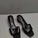 PIZZ ANNU Women's Square Open Toe Heels Sandals Low Block Chunky Heeled Sandal Slip on Mules Comfortable Casual Dress Pumps Shoes