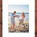 decorUhome 9x12 Picture Frame, Display Pictures 6x8 with Mat or 9x12 without Mat, Wall & Tabletop Display Photo Frame, Distressed Brown, 1 Pack