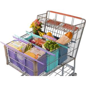 Lotus Club Cart Trolley Reusable Shopping Bags (3-Pack) Detachable & Reusable Grocery Bags Foldable w/ Insulated Grocery Bag & Egg Holder Washable Shopping Totes for Easy Storage & to Save Time