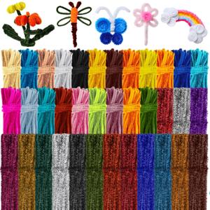 Yunsailing 1800 Pcs Pipe Cleaners 6 mm x 12 Inch Chenille Stems Pipe Cleaners Craft Supplies Art Supplies Adults DIY Creative Decorations Creative DIY Projects Decorations (Stylish Color)