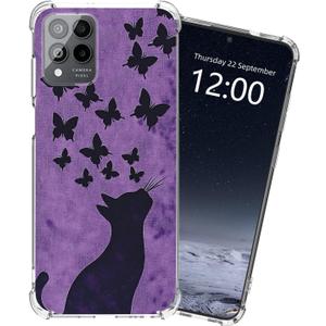 Clear Case for T-Mobile Revvl 7 Pro 5G, Cat Butterfly Silhouette | Shockproof Slim TPU Case for Revvl 7 Pro 5G, Military Grade Drop Protection, Anti-Yellowing Clear Cover