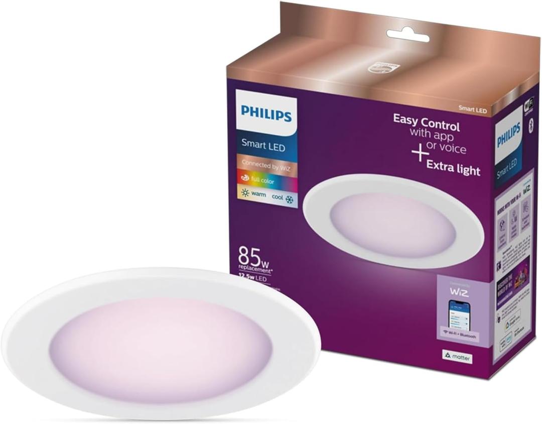 Smart Wi-Fi LED Downlight & Recessed Spot Color & Tunable White Metal/Plastic/White Wi-Fi