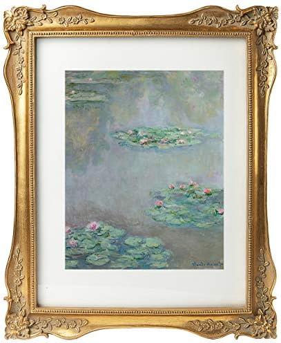 ASOWIN 11 x 14 Antique Picture Frame with Corner Flower Decor for 11 x 14 or 8 x 10 Photos with White Mat,Wall Gallery Decor,Vintage Gold…