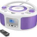 CD Radio Portable CD Player Boombox with Bluetooth,FM Radio,Remote Control,USB Input and 3.5mm AUX Headphone Jack,CD-R/CD-RW/MP3/WMA Playback,AC/Battery Powered