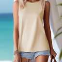 Cunno 2 Pack Women's Sleeveless Tank Tops, Casual Loose Fit T Shirts Solid Color Tunic Crew Neck Summer Shirts Tee (XL)