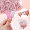 62Pcs Self Adhesive Pearl Letter Patches (A-Z) Star Butterfly Heart Bowknot Flower Glitter Pearl Letter Patches Rhinestone Applique for DIY Clothes, Bags, Shoes Pink